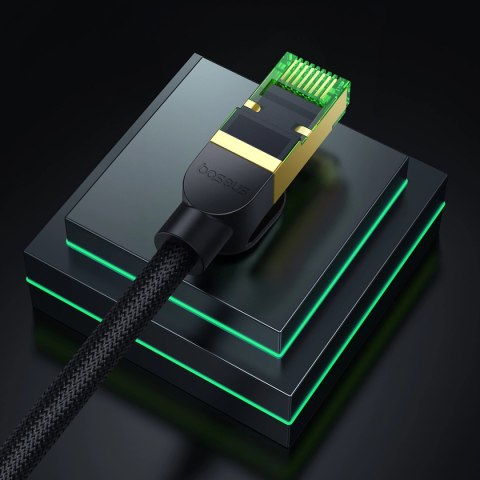Baseus szybki kabel sieciowy RJ45 cat. 8 40Gbps 1m pleciony czarny Baseus szybki kabel sieciowy RJ45 cat. 8 40Gbps 1m pleciony czarny