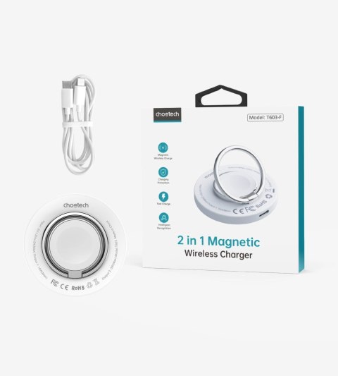 Ładowarka indukcyjna Choetech T603-F MagSafe z uchwytem - biała