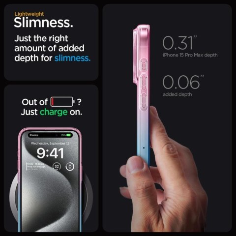 Etui Spigen Liquid Crystal na iPhone 15 Pro - różowo-niebieskie