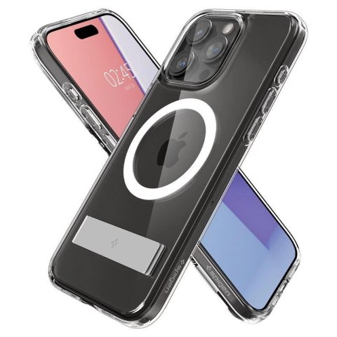 Etui Spigen Ultra Hybrid S MagSafe z podstawką do iPhone 15 Pro - przezroczyste Etui Spigen Ultra Hybrid S MagSafe z podstawką do iPhone 15 Pro - przezroczyste
