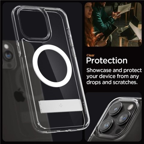 Etui Spigen Ultra Hybrid S MagSafe z podstawką do iPhone 15 Pro - przezroczyste Etui Spigen Ultra Hybrid S MagSafe z podstawką do iPhone 15 Pro - przezroczyste