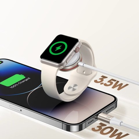 Joyroom 2 w 1 kabel lightning i ładowarka indukcyjna do Apple Watch 1.5m biały (S-IW012) Joyroom 2 w 1 kabel lightning i ładowarka indukcyjna do Apple Watch 1.5m biały (S-IW012)