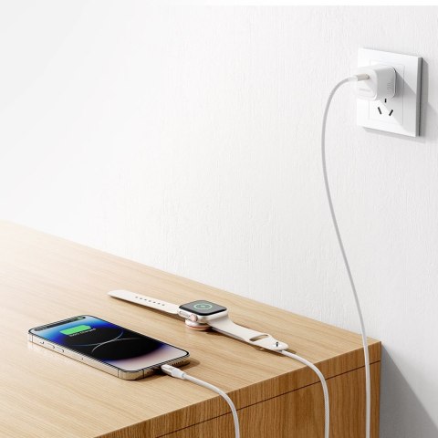 Joyroom 2 w 1 kabel lightning i ładowarka indukcyjna do Apple Watch 1.5m biały (S-IW012) Joyroom 2 w 1 kabel lightning i ładowarka indukcyjna do Apple Watch 1.5m biały (S-IW012)
