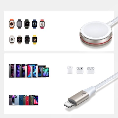 Joyroom 2 w 1 kabel lightning i ładowarka indukcyjna do Apple Watch 1.5m biały (S-IW012) Joyroom 2 w 1 kabel lightning i ładowarka indukcyjna do Apple Watch 1.5m biały (S-IW012)