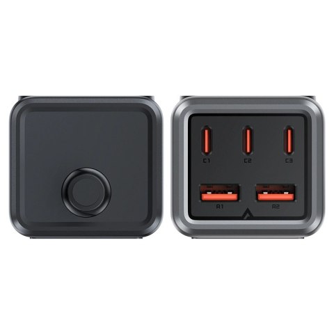 Ładowarka biurkowa Acefast Z2 GaN 75W PD 3x USB-C 2x USB-A - czarno-szara