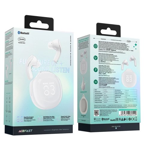 Słuchawki bezprzewodowe Acefast T9 Bluetooth 5.3 douszne - białe Słuchawki bezprzewodowe Acefast T9 Bluetooth 5.3 douszne - białe