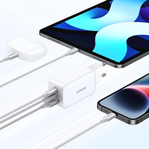 Szybka ładowarka sieciowa GaN Ugreen CD244 65W USB-A / 2x USB-C - biała Szybka ładowarka sieciowa GaN Ugreen CD244 65W USB-A / 2x USB-C - biała