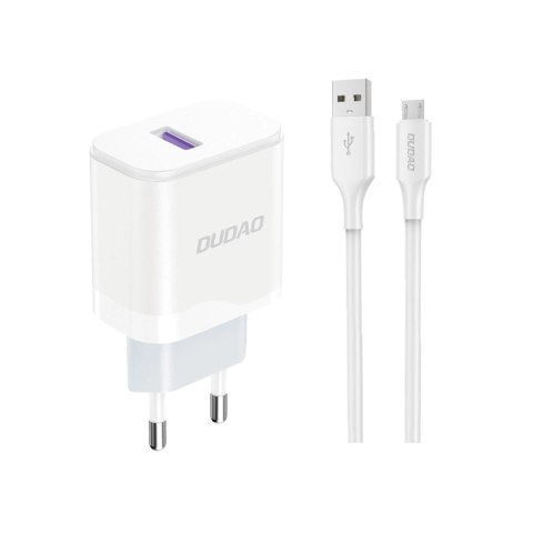 Ładowarka Dudao A20EU sieciowa USB-A 18W - biała + kabel USB-A - micro USB Ładowarka Dudao A20EU sieciowa USB-A 18W - biała + kabel USB-A - micro USB