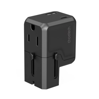 Ładowarka podróżna Choetech PD6038 USB-C USB-A PD 20W USA EU UK AU - czarna