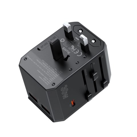 Ładowarka podróżna Choetech PD6041 USB-C USB-A PD 30W z 4 wtyczkami USA EU UK AU - czarna Ładowarka podróżna Choetech PD6041 USB-C USB-A PD 30W z 4 wtyczkami USA EU UK AU - czarna