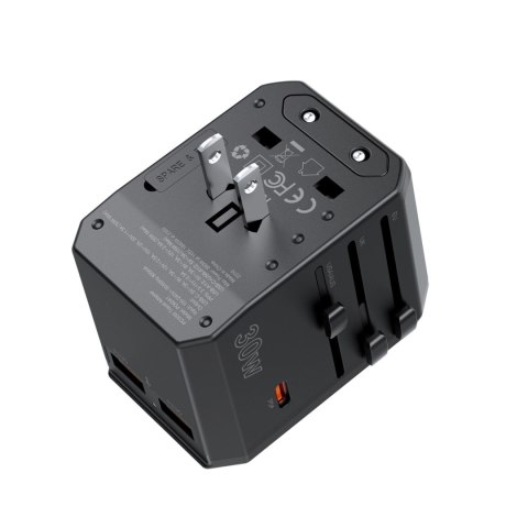 Ładowarka podróżna Choetech PD6041 USB-C USB-A PD 30W z 4 wtyczkami USA EU UK AU - czarna Ładowarka podróżna Choetech PD6041 USB-C USB-A PD 30W z 4 wtyczkami USA EU UK AU - czarna