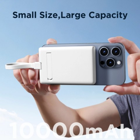Powerbank Joyroom JR-PBM01 magnetyczny 10000mAh 20W z podstawką + kabel Lightning - USB-C - biały Powerbank Joyroom JR-PBM01 magnetyczny 10000mAh 20W z podstawką + kabel Lightning - USB-C - biały