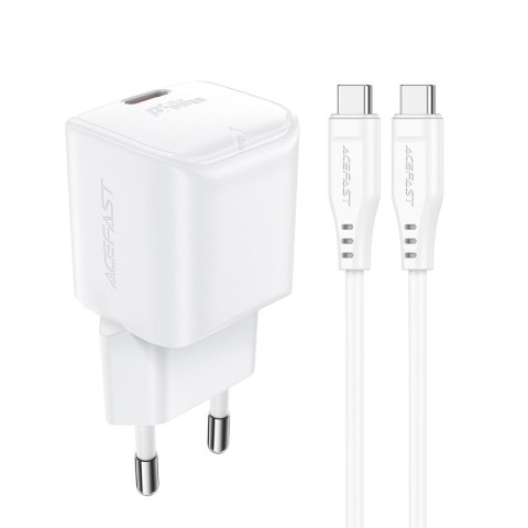 Ładowarka sieciowa Acefast A77 Mini PD 30W GaN + kabel USB-C - biała Ładowarka sieciowa Acefast A77 Mini PD 30W GaN + kabel USB-C - biała