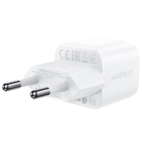 Ładowarka sieciowa Acefast A77 Mini PD 30W GaN + kabel USB-C - biała Ładowarka sieciowa Acefast A77 Mini PD 30W GaN + kabel USB-C - biała