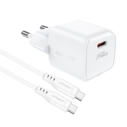 Ładowarka sieciowa Acefast A77 Mini PD 30W GaN + kabel USB-C - biała Ładowarka sieciowa Acefast A77 Mini PD 30W GaN + kabel USB-C - biała