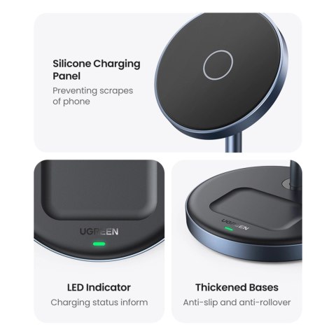Stacja ładująca 2w1 Ugreen CD317 MagSafe / Qi - czarna Stacja ładująca 2w1 Ugreen CD317 MagSafe / Qi - czarna