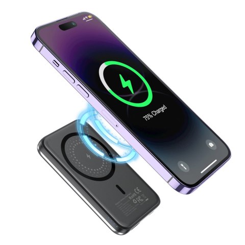 Mini powerbank Choetech B655 indukcyjny MagSafe USB-A / USB-C 5000mAh - srebrny Mini powerbank Choetech B655 indukcyjny MagSafe USB-A / USB-C 5000mAh - srebrny