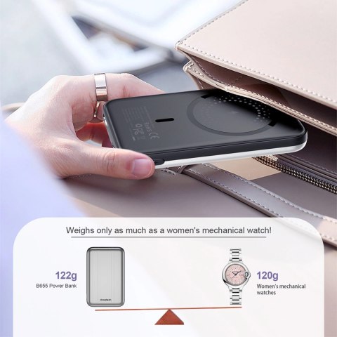 Mini powerbank Choetech B655 indukcyjny MagSafe USB-A / USB-C 5000mAh - srebrny Mini powerbank Choetech B655 indukcyjny MagSafe USB-A / USB-C 5000mAh - srebrny