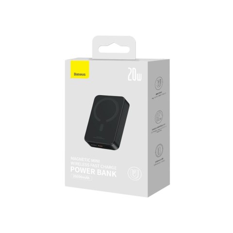 Powerbank Baseus Magnetic Mini 20000 mAh 20W - czarny + kabel USB-C / USB-C Powerbank Baseus Magnetic Mini 20000 mAh 20W - czarny + kabel USB-C / USB-C