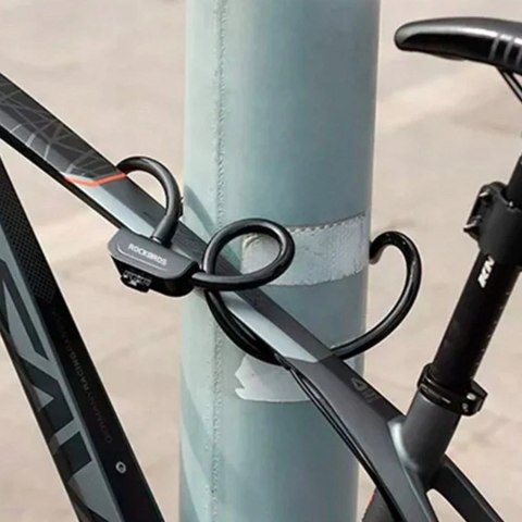 Zapięcie rowerowe Rockbros RKS515-BK na klucz 1,1m - czarne Zapięcie rowerowe Rockbros RKS515-BK na klucz 1,1m - czarne