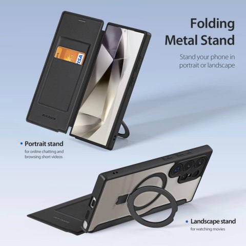 Etui Dux Ducis Skin X Pro na Samsung Galaxy S24 Ultra z MagSafe, klapką i podstawką - czarne Etui Dux Ducis Skin X Pro na Samsung Galaxy S24 Ultra z MagSafe, klapką i podstawką - czarne