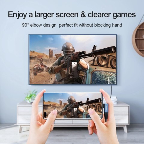 Kabel Joyroom SY-20C1 USB-C (kątowy) / HDMI (prosty) 4K 60Hz 2m - szary Kabel Joyroom SY-20C1 USB-C (kątowy) / HDMI (prosty) 4K 60Hz 2m - szary
