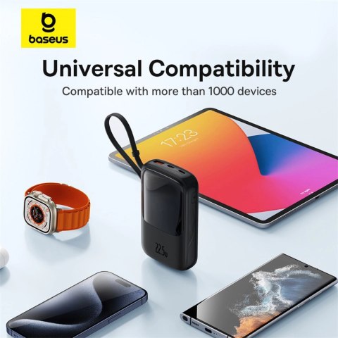 Powerbank Baseus Qpow Pro+ 10000mAh 22.5W z wbudowanym kablem USB-C i wyświetlaczem - czarny Powerbank Baseus Qpow Pro+ 10000mAh 22.5W z wbudowanym kablem USB-C i wyświetlaczem - czarny