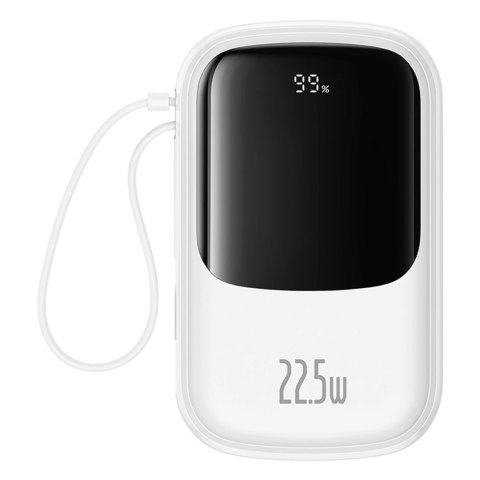Powerbank Baseus Qpow Pro+ 20000mAh 22.5W z wbudowanym kablem USB-C i wyświetlaczem - biały Powerbank Baseus Qpow Pro+ 20000mAh 22.5W z wbudowanym kablem USB-C i wyświetlaczem - biały
