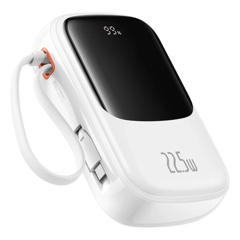 Powerbank Baseus Qpow Pro+ 20000mAh 22.5W z wbudowanym kablem USB-C i wyświetlaczem - biały Powerbank Baseus Qpow Pro+ 20000mAh 22.5W z wbudowanym kablem USB-C i wyświetlaczem - biały