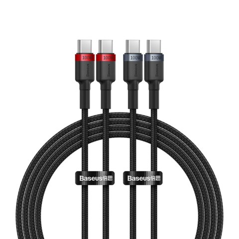 Kabel Baseus Cafule USB-C / USB-C 100W 2 m - czerwono-czarny i czarno-szary (2 szt.) Kabel Baseus Cafule USB-C / USB-C 100W 2 m - czerwono-czarny i czarno-szary (2 szt.)
