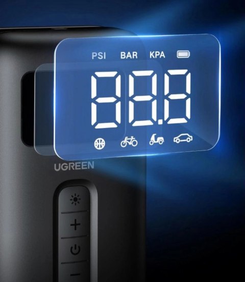 Kompresor powietrza Ugreen CD259 z akumulatorem i oświetleniem LED - czarny Kompresor powietrza Ugreen CD259 z akumulatorem i oświetleniem LED - czarny