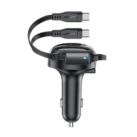Ładowarka Acefast B13 samochodowa 53W USB-A / 2 kable rozwijane USB-C - czarna