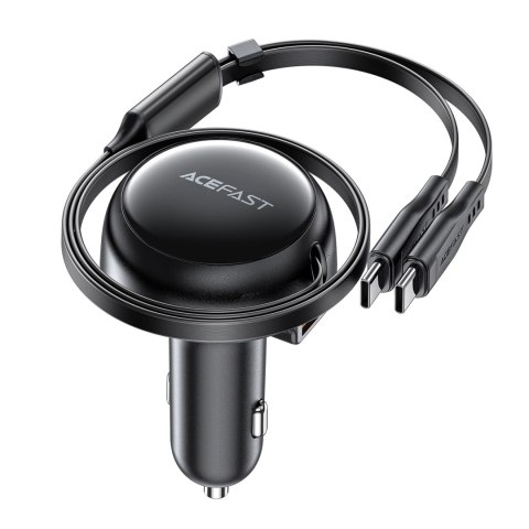 Ładowarka Acefast B13 samochodowa 53W USB-A / 2 kable rozwijane USB-C - czarna