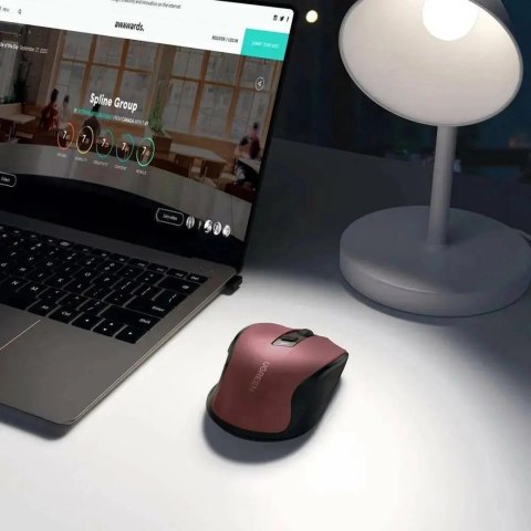 Mysz optyczna Ugreen MU006 bezprzewodowa USB 2.4GHz / Bluetooth 5.0 4000 DPI - czerwona