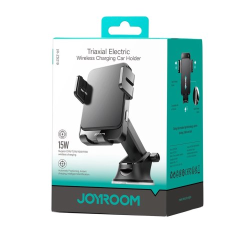 Uchwyt Joyroom JR-ZS219 elektryczny z ładowarką indukcyjną 15W na deskę rozdzielczą - czarny