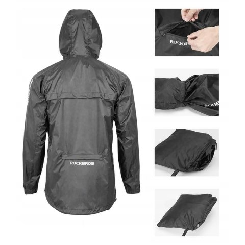 Kurtka przeciwdeszczowa Rockbros YPY013BK4XL oddychająca wiatroodporna XXXXL - czarna Kurtka przeciwdeszczowa Rockbros YPY013BK4XL oddychająca wiatroodporna XXXXL - czarna