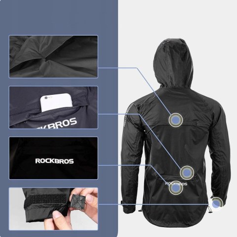 Kurtka przeciwdeszczowa Rockbros YPY013BK4XL oddychająca wiatroodporna XXXXL - czarna Kurtka przeciwdeszczowa Rockbros YPY013BK4XL oddychająca wiatroodporna XXXXL - czarna