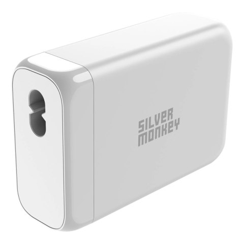 Ładowarka GaN Silver Monkey SMA152 130W 3xUSB-C PD USB-A QC 3.0 z odłączanym kablem zasilającym - biała Ładowarka GaN Silver Monkey SMA152 130W 3xUSB-C PD USB-A QC 3.0 z odłączanym kablem zasilającym - biała