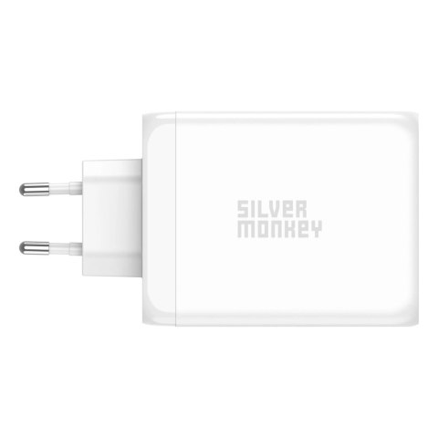 Ładowarka GaN Silver Monkey SMA154 200W 3xUSB-C PD USB-A QC 3.0 - biała