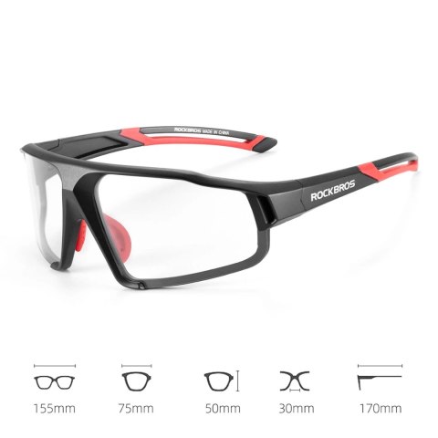 Okulary rowerowe Rockbros SP216BK fotochromowe UV400 - czarno-czerwone Okulary rowerowe Rockbros SP216BK fotochromowe UV400 - czarno-czerwone
