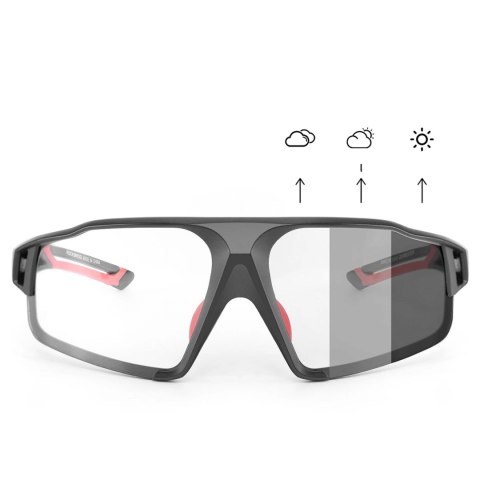 Okulary rowerowe Rockbros SP216BK fotochromowe UV400 - czarno-czerwone Okulary rowerowe Rockbros SP216BK fotochromowe UV400 - czarno-czerwone