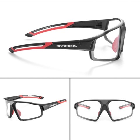 Okulary rowerowe Rockbros SP216BK fotochromowe UV400 - czarno-czerwone Okulary rowerowe Rockbros SP216BK fotochromowe UV400 - czarno-czerwone