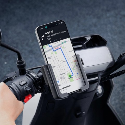 Uchwyt na telefon Baseus GoTrip na rower, hulajnogę, skuter - czarny Uchwyt na telefon Baseus GoTrip na rower, hulajnogę, skuter - czarny