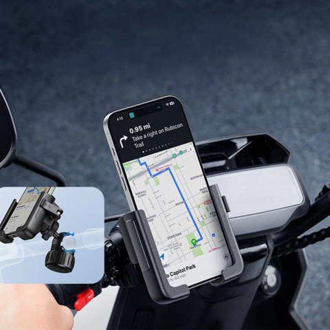 Uchwyt na telefon Baseus GoTrip na rower, hulajnogę, skuter - czarny Uchwyt na telefon Baseus GoTrip na rower, hulajnogę, skuter - czarny