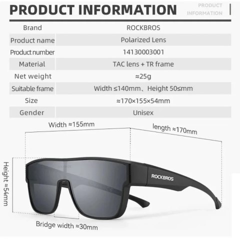 Okulary rowerowe Rockbros SP304 polaryzujące - czarne