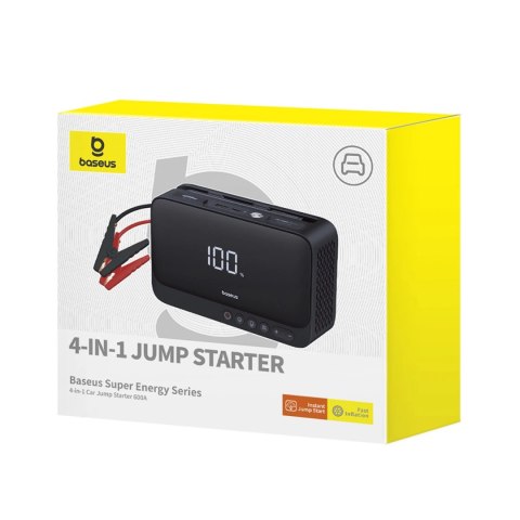 Jump starter Baseus Super Energy BS-CH013 4w1 600A z latarką / powerbankiem 6000mAh / kompresorem - czarny Jump starter Baseus Super Energy BS-CH013 4w1 600A z latarką / powerbankiem 6000mAh / kompresorem - czarny