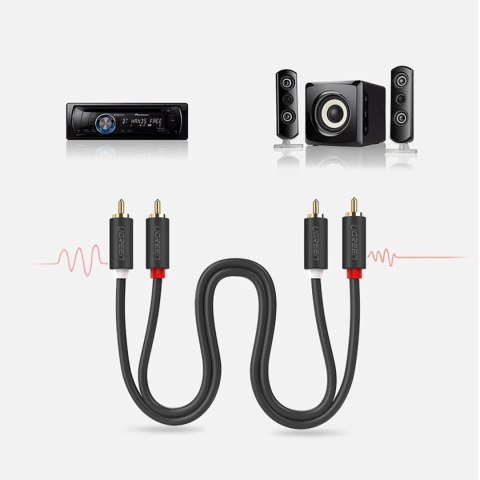Kabel Ugreen AV104 30747 audio 2RCA (męski) / 2RCA (męski) 1m - szary