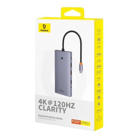 HUB Baseus PortalJoy Series 13w1 USB-C - 2x HDMI / DP / VGA / USB-A 3.1 / USB-C 3.1 / USB-A 2.0 / PD / RJ45 / SD / TF / AUX - sz HUB Baseus PortalJoy Series 13w1 USB-C - 2x HDMI / DP / VGA / USB-A 3.1 / USB-C 3.1 / USB-A 2.0 / PD / RJ45 / SD / TF / AUX - sz