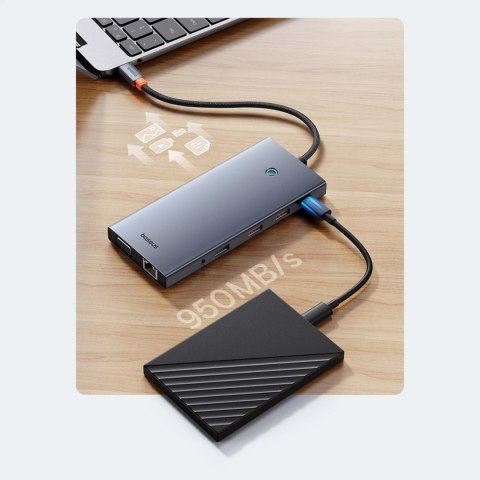 HUB Baseus PortalJoy Series 13w1 USB-C - 2x HDMI / DP / VGA / USB-A 3.1 / USB-C 3.1 / USB-A 2.0 / PD / RJ45 / SD / TF / AUX - sz HUB Baseus PortalJoy Series 13w1 USB-C - 2x HDMI / DP / VGA / USB-A 3.1 / USB-C 3.1 / USB-A 2.0 / PD / RJ45 / SD / TF / AUX - sz