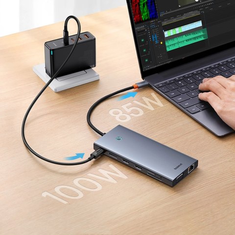 HUB Baseus PortalJoy Series 13w1 USB-C - 2x HDMI / DP / VGA / USB-A 3.1 / USB-C 3.1 / USB-A 2.0 / PD / RJ45 / SD / TF / AUX - sz HUB Baseus PortalJoy Series 13w1 USB-C - 2x HDMI / DP / VGA / USB-A 3.1 / USB-C 3.1 / USB-A 2.0 / PD / RJ45 / SD / TF / AUX - sz
